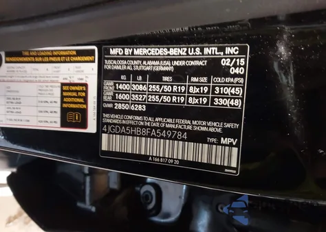 2015 Mercedes-Benz Ml 350 4Matic z USA, uszkodzony, nr VIN 4JGDA5HB8FA549784